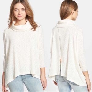 Free People FB Beach World Traveler Ribbed Cowl Neck Dolman Split Back Pullover